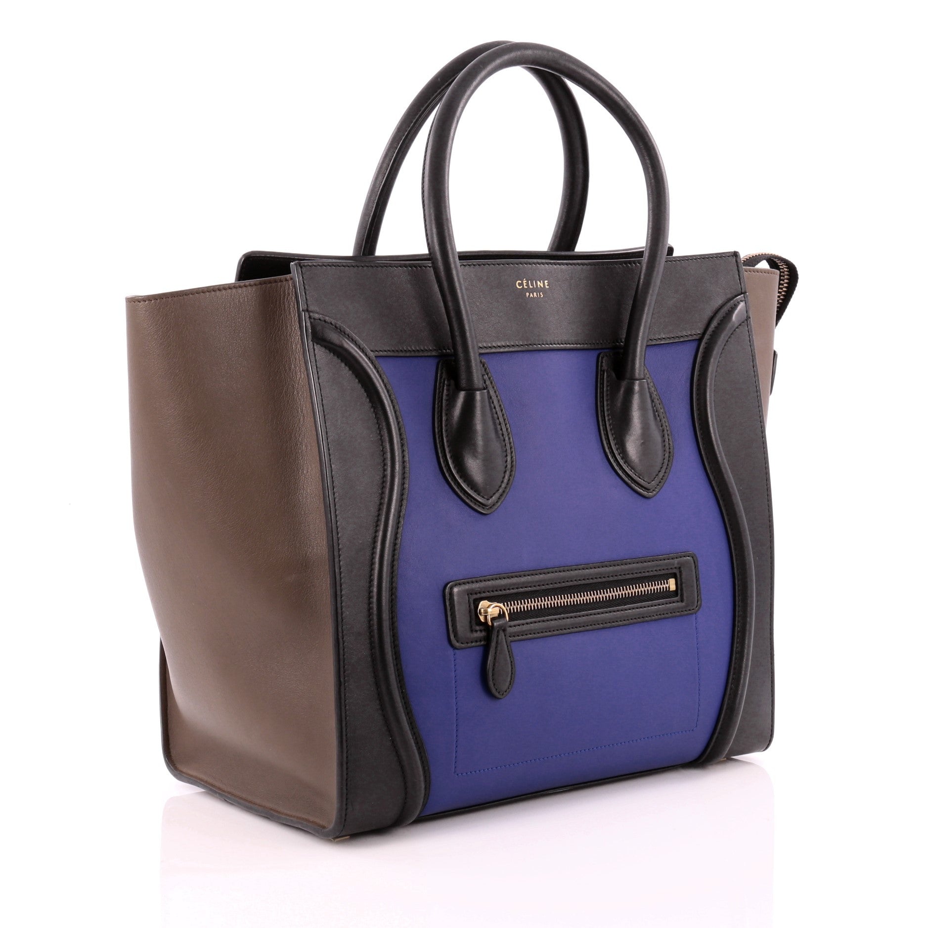Tricolor Luggage Handbag Leather Mini