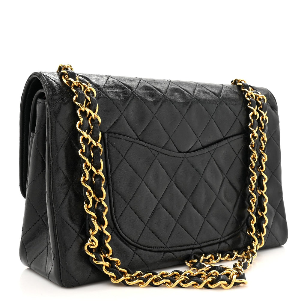 Lambskin Quilted Medium Double Flap Black