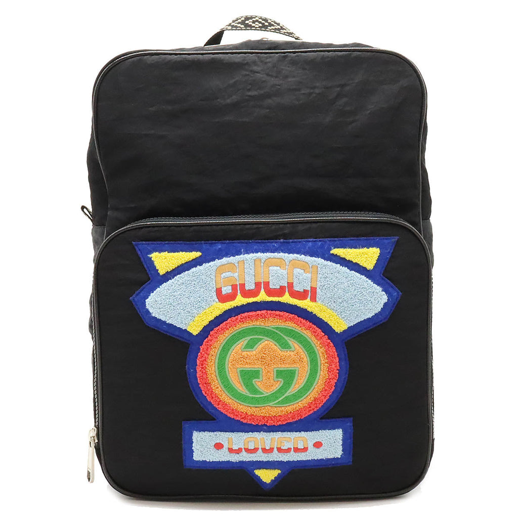 Gucci Nylon Leather Terry Cross Patch Interlocking G Backpack 536724