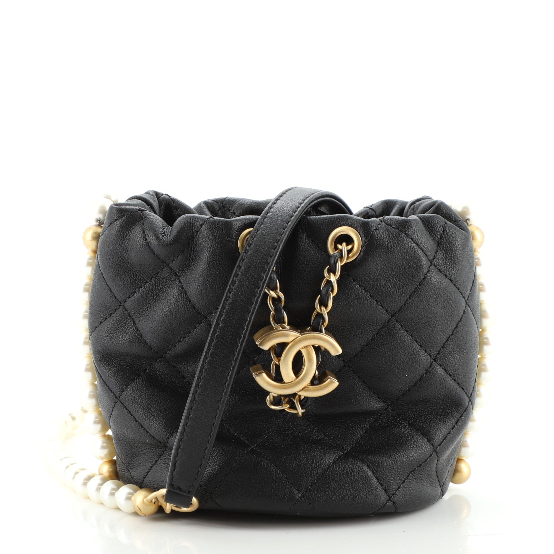About Pearls Bucket Bag Quilted Calfskin Mini