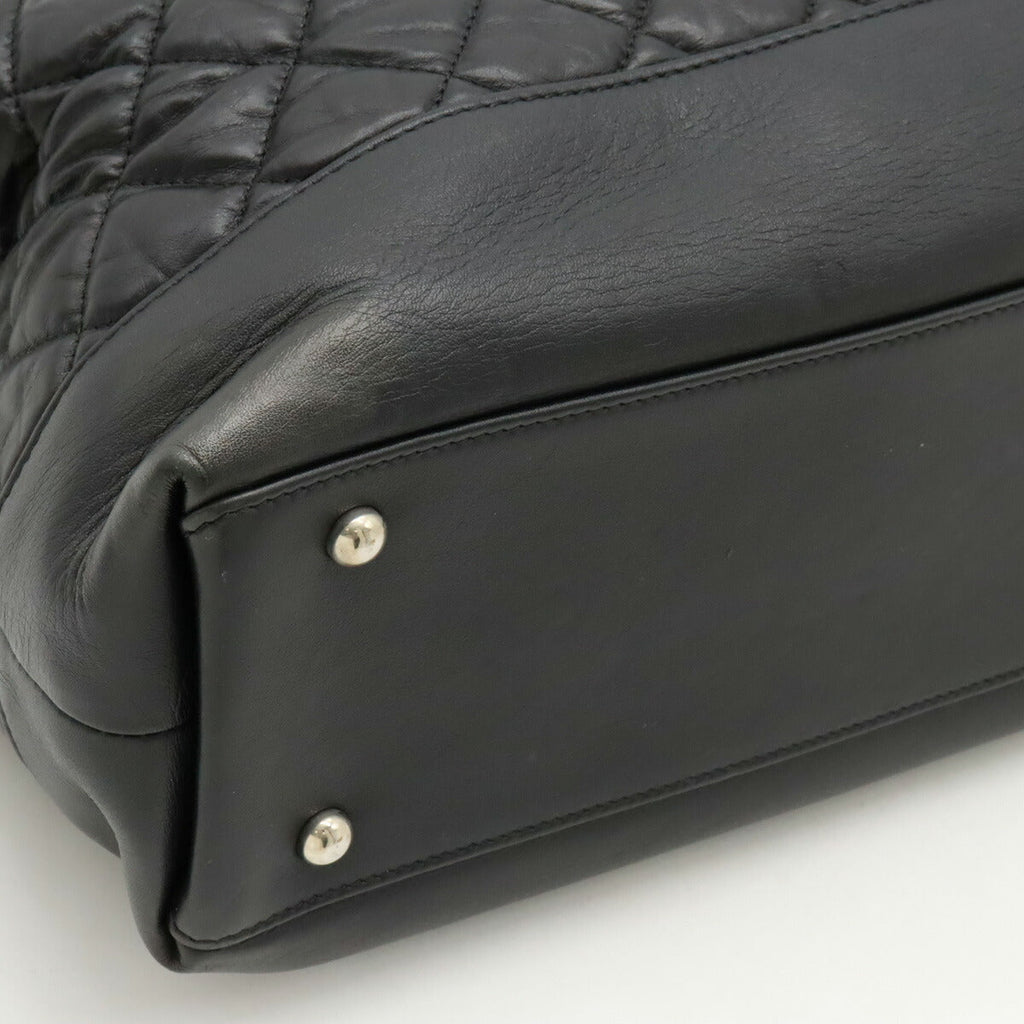 Chanel Leather Matelassé Portobello 2way Bag Black