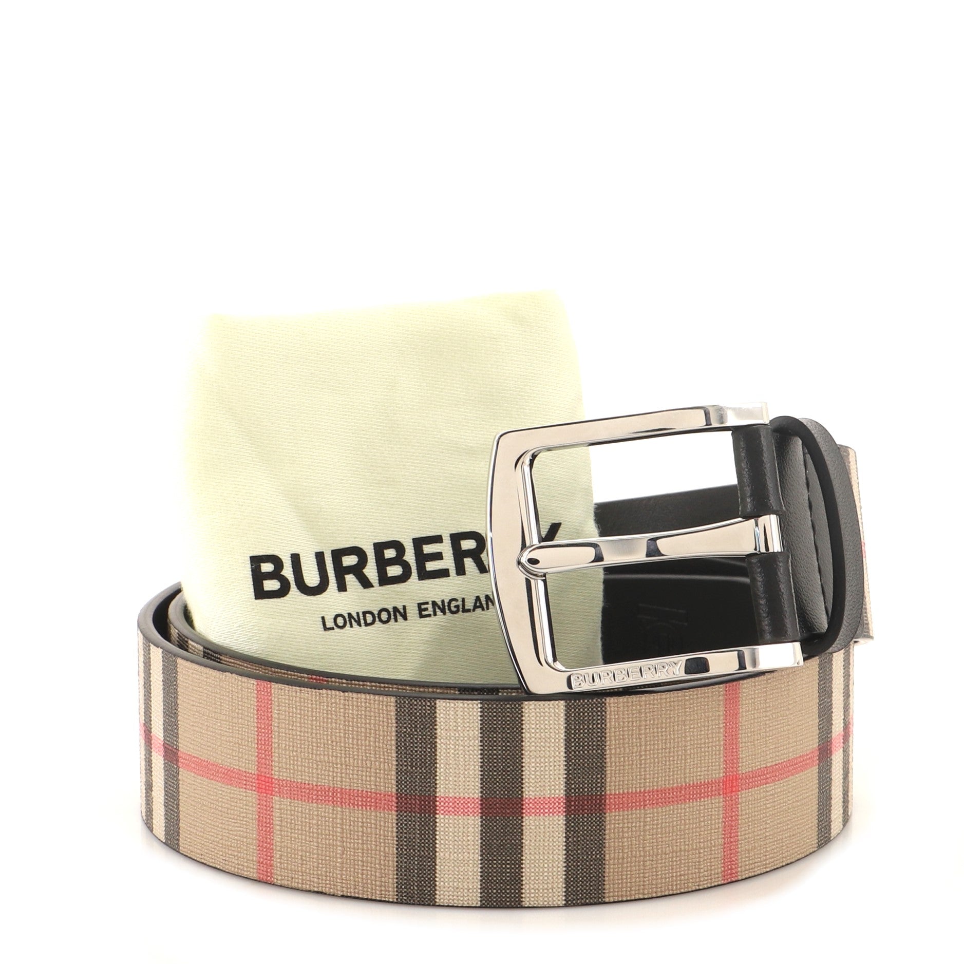 Buckle Belt Vintage Check Coated Canvas Medium 85
