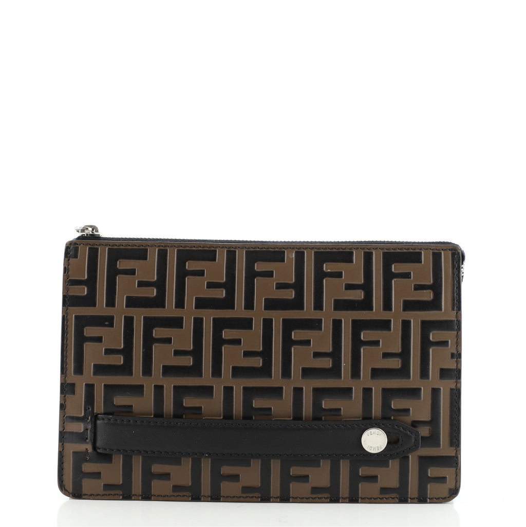 Handle Clutch Zucca Embossed Leather