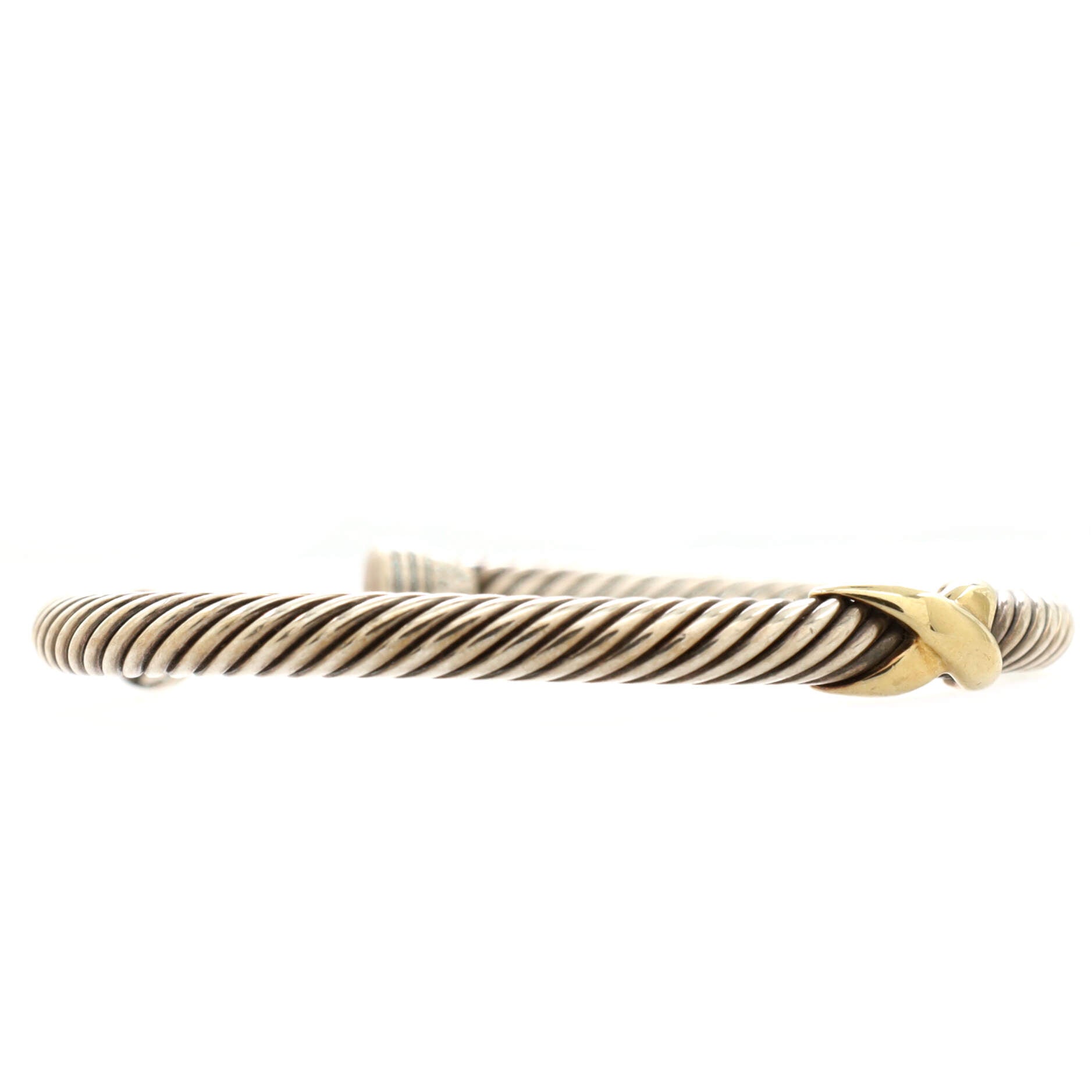 X Cable Bracelet Sterling Silver with 14K Yellow Gold 5mm