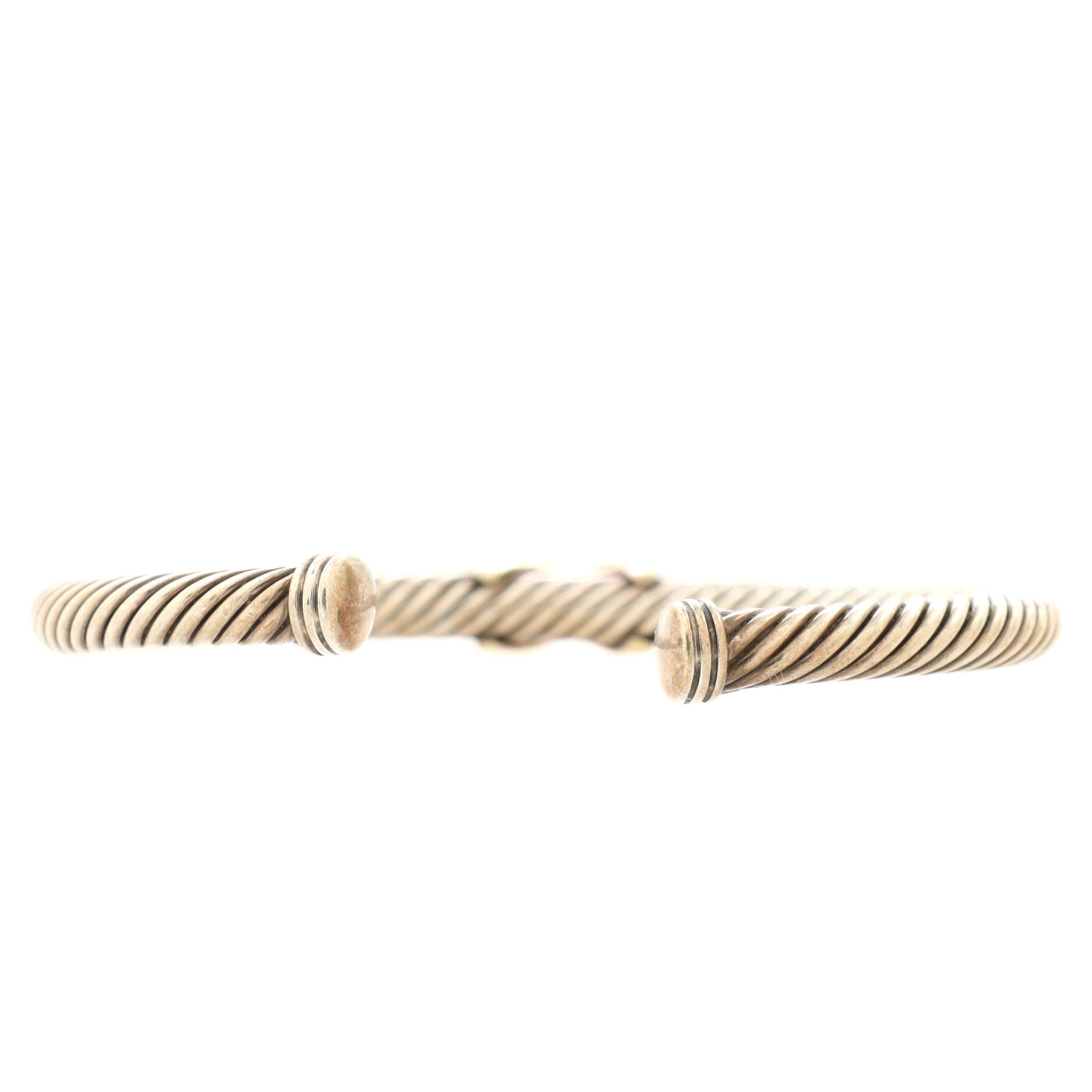 X Cable Bracelet Sterling Silver with 14K Yellow Gold 5mm