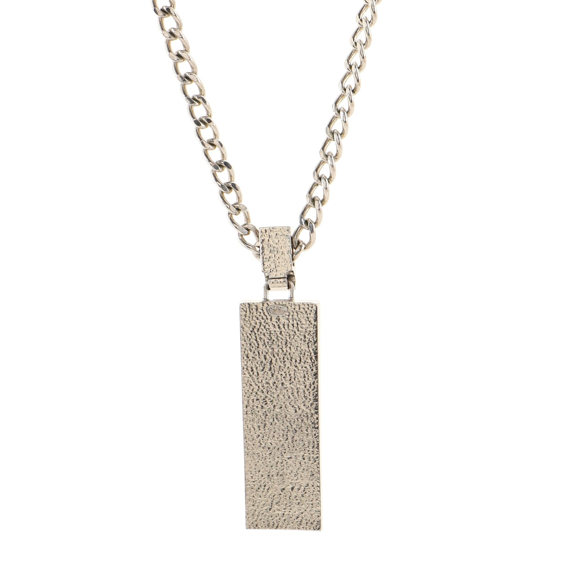 Logo Plate Necklace Metal with Crystals