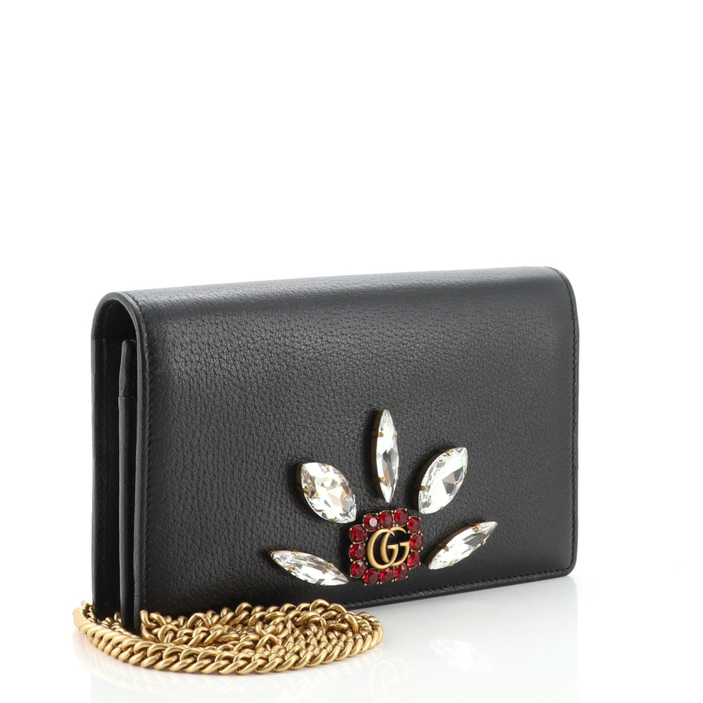 GG Marmont Chain Wallet Embellished Leather Mini