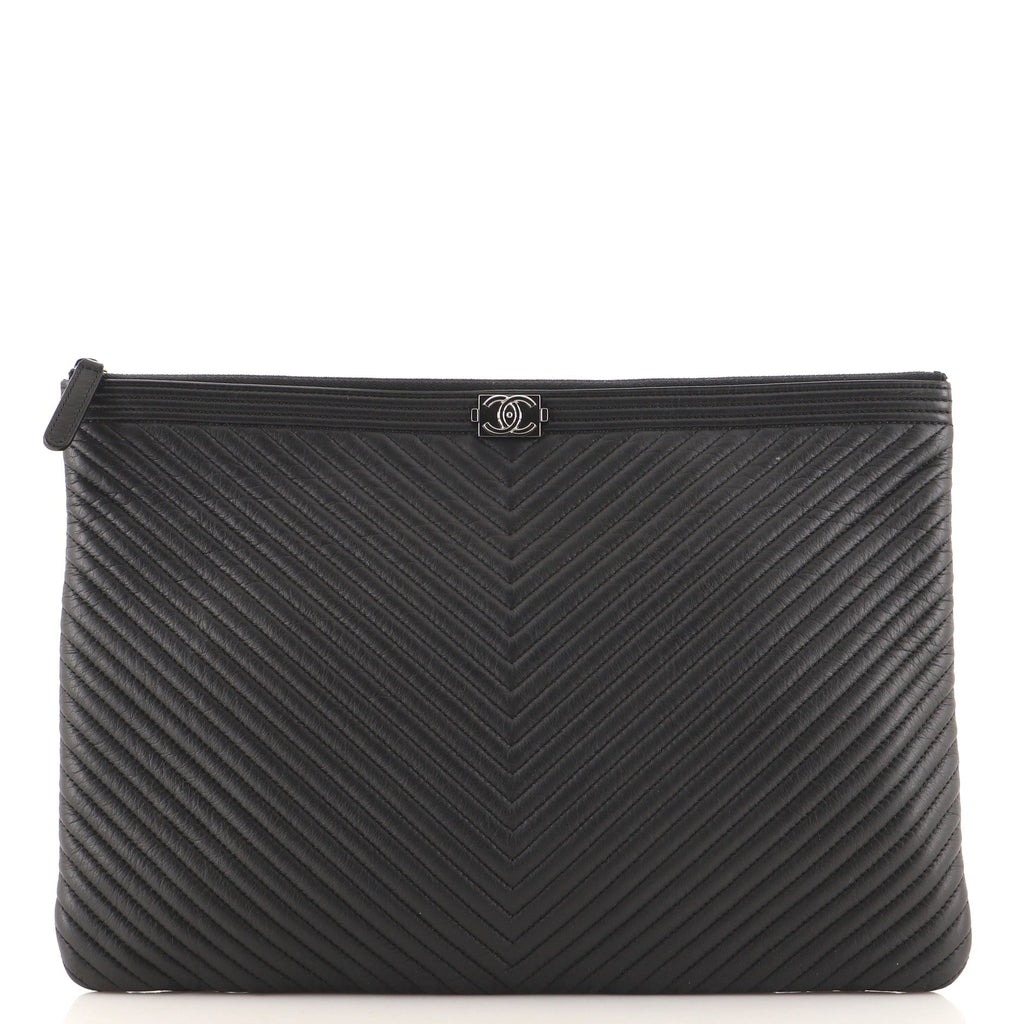 Boy O Case Clutch Chevron Calfskin Medium