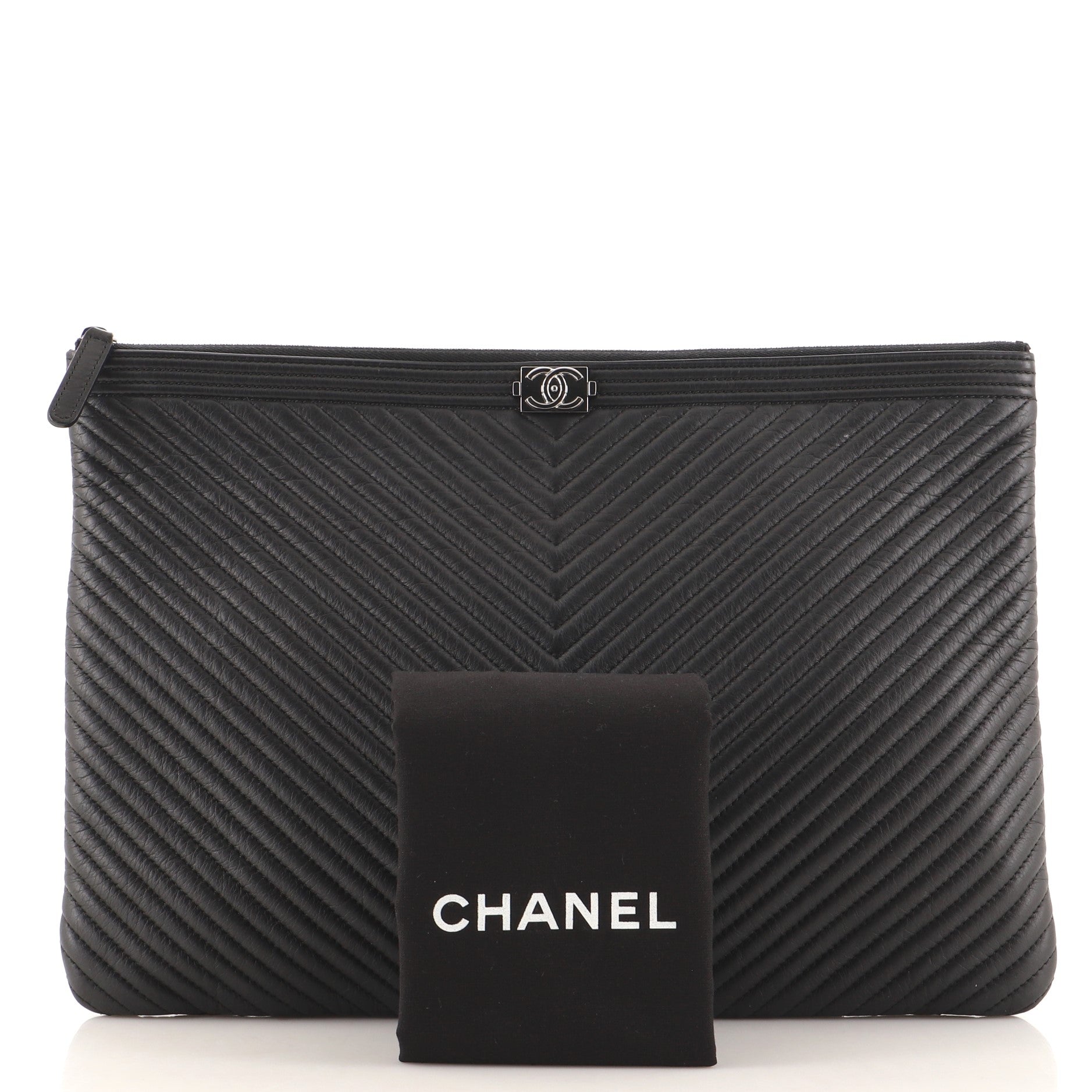 Boy O Case Clutch Chevron Calfskin Medium