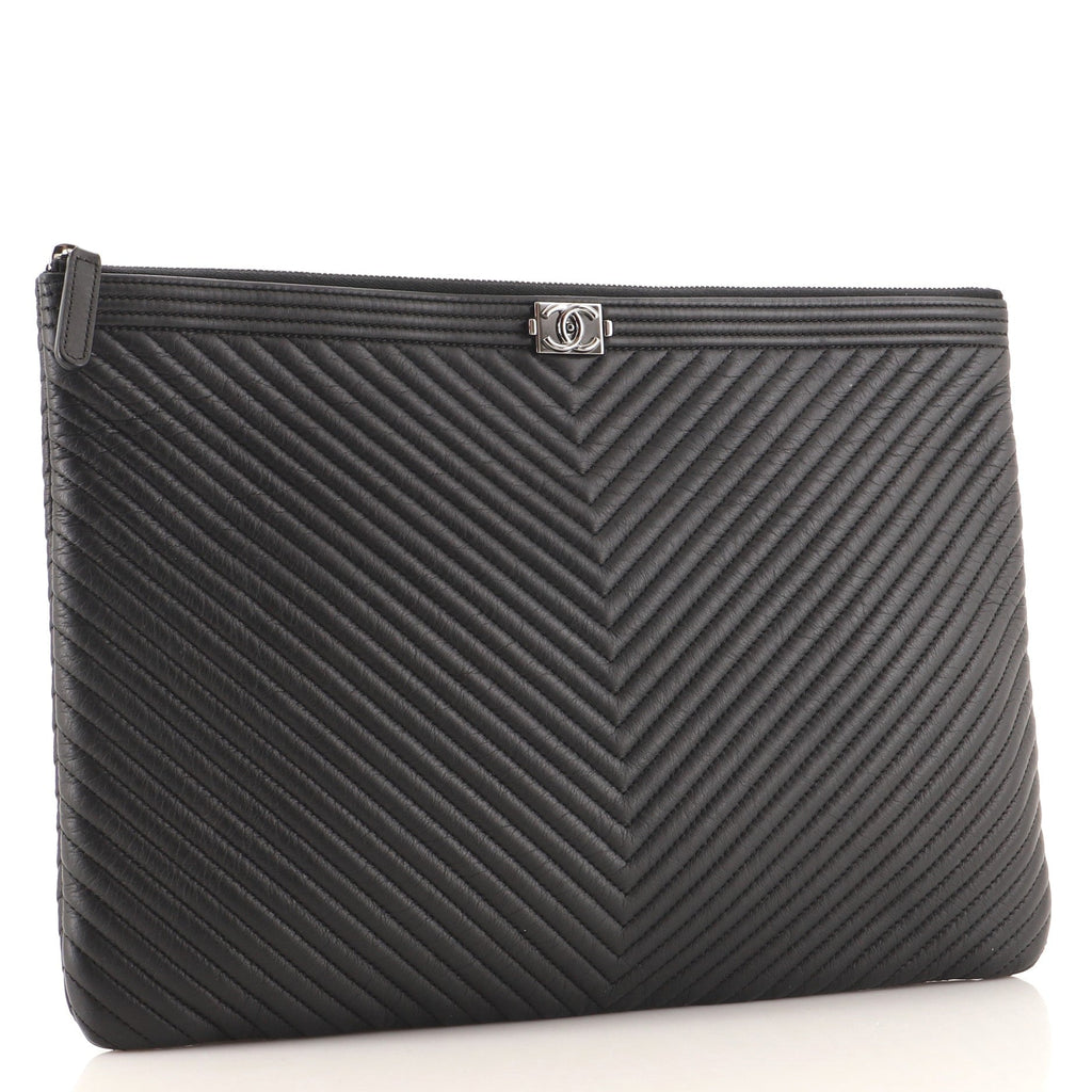 Boy O Case Clutch Chevron Calfskin Medium