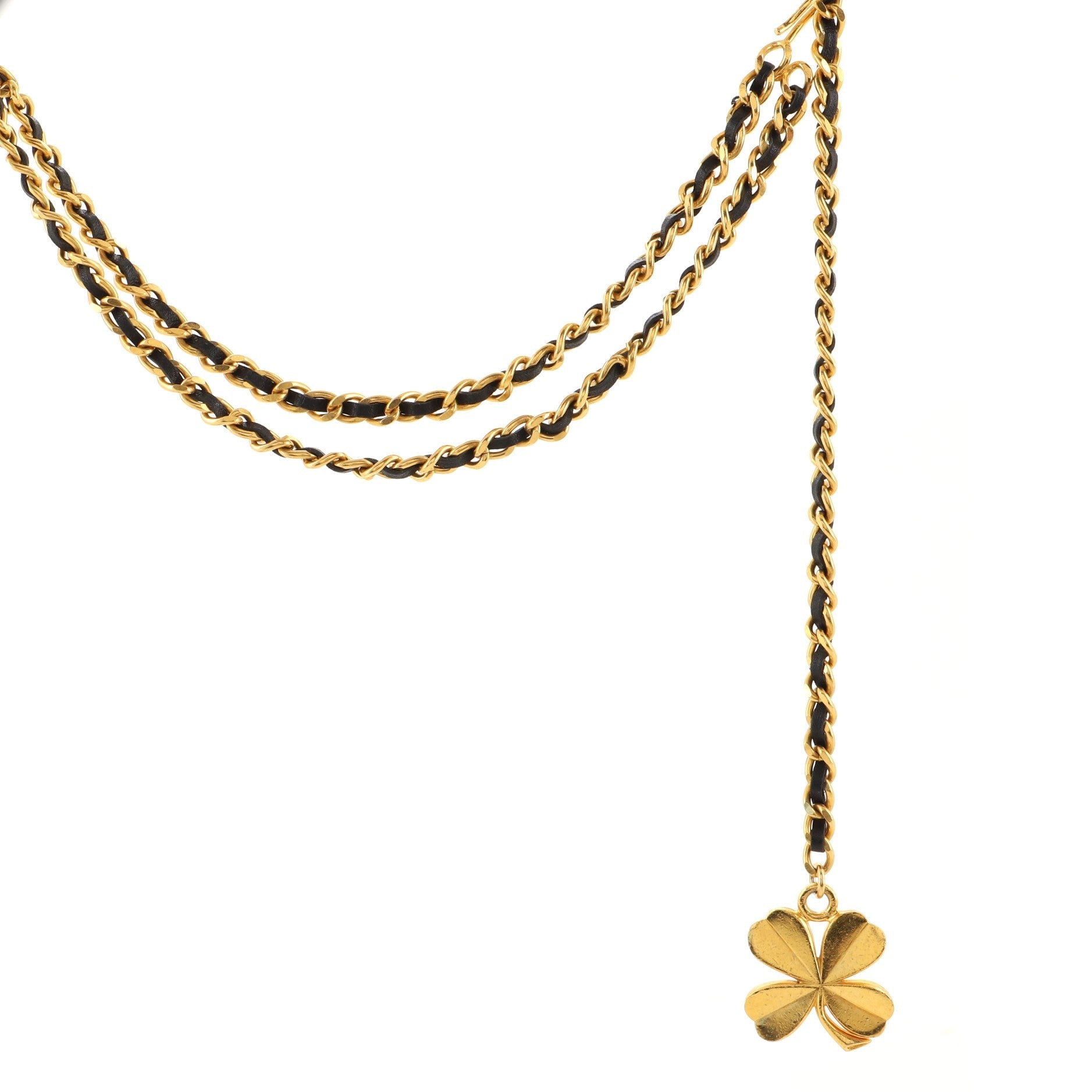 Clover Charm Chain Belt Metal and Leather 0