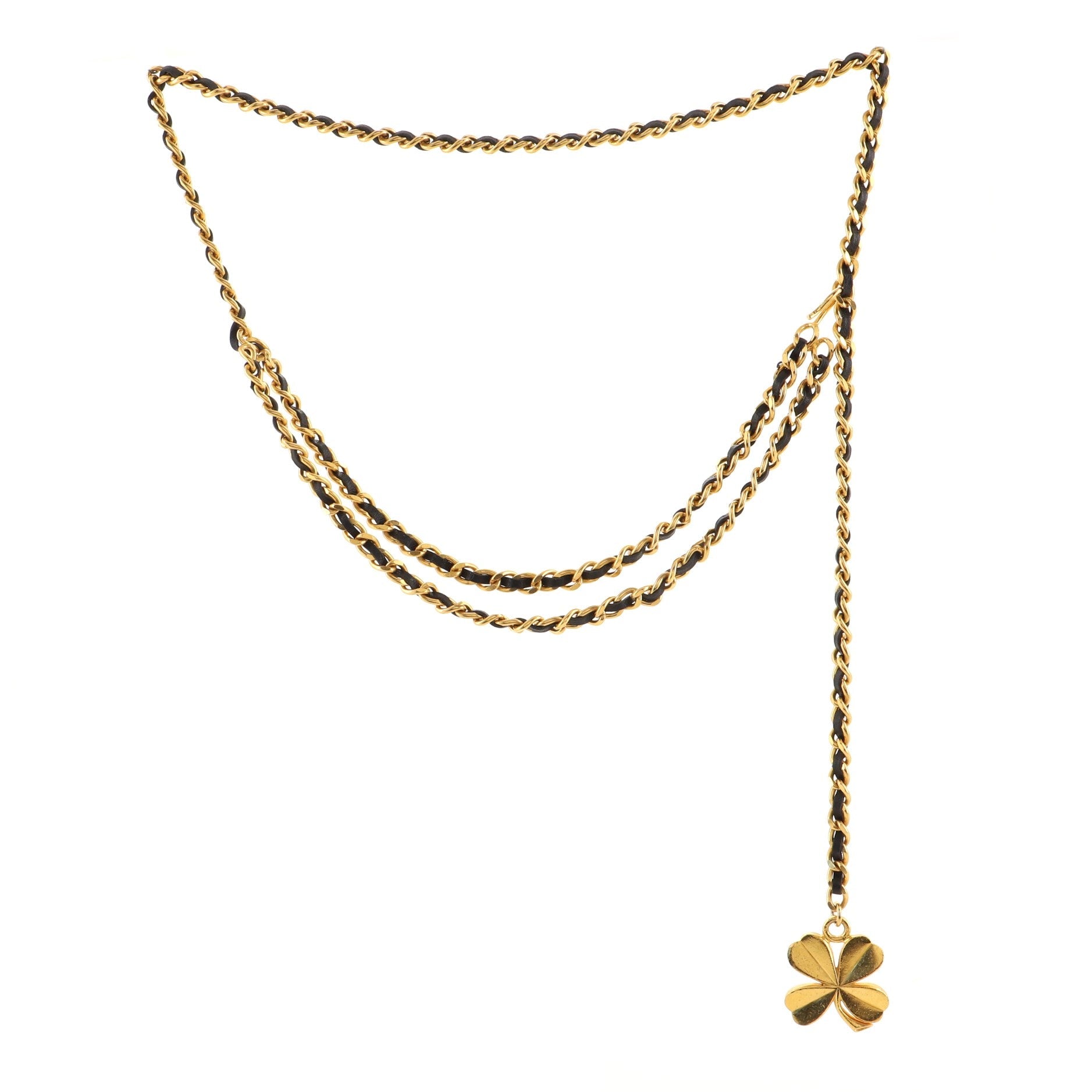 Clover Charm Chain Belt Metal and Leather 0