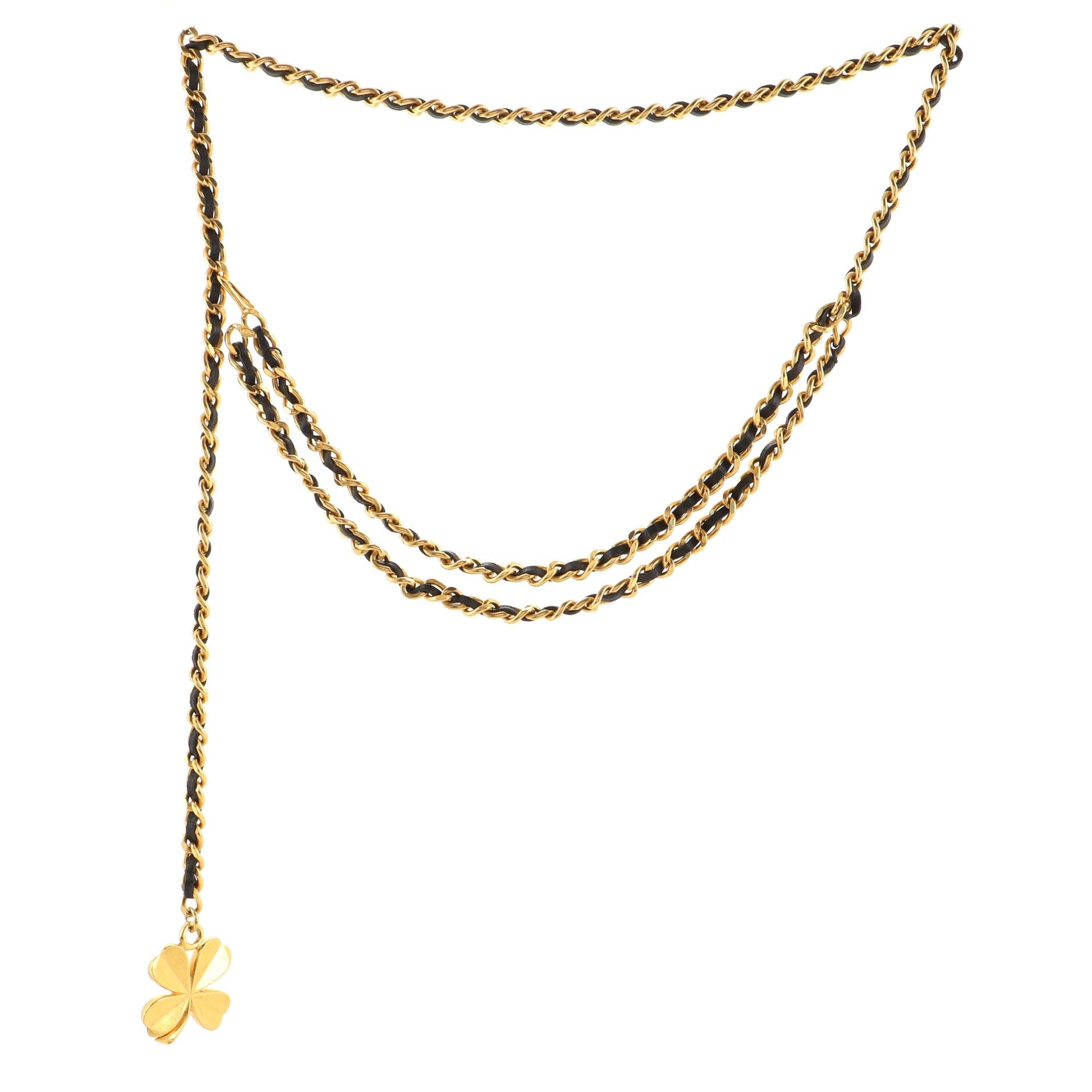 Clover Charm Chain Belt Metal and Leather 0