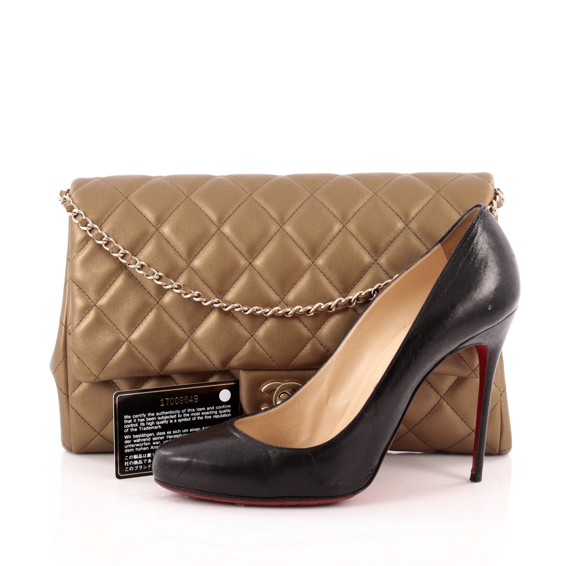 Clutch with Chain Quilted Lambskin