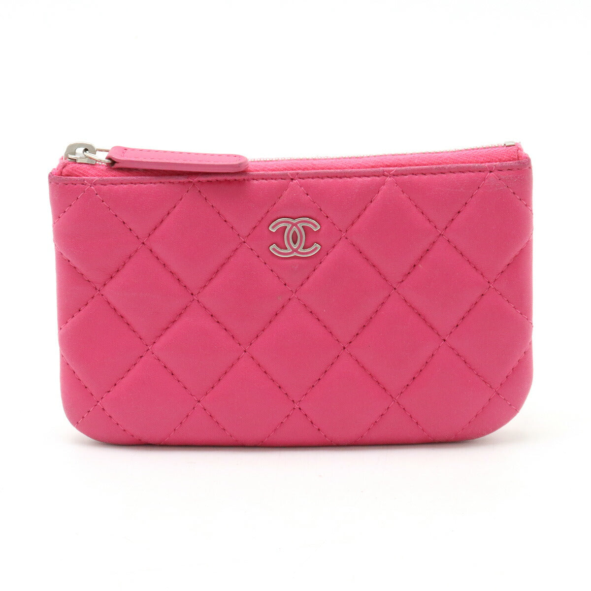 Chanel Lambskin Matelasse Coco Mark Mini Coin Case Pink Silver Hardware A69523