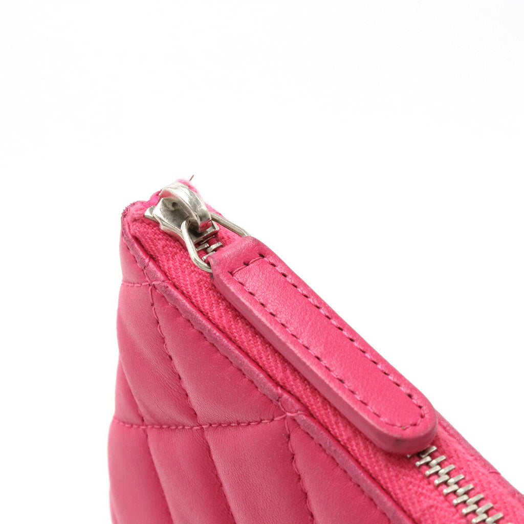 Chanel Lambskin Matelasse Coco Mark Mini Coin Case Pink Silver Hardware A69523