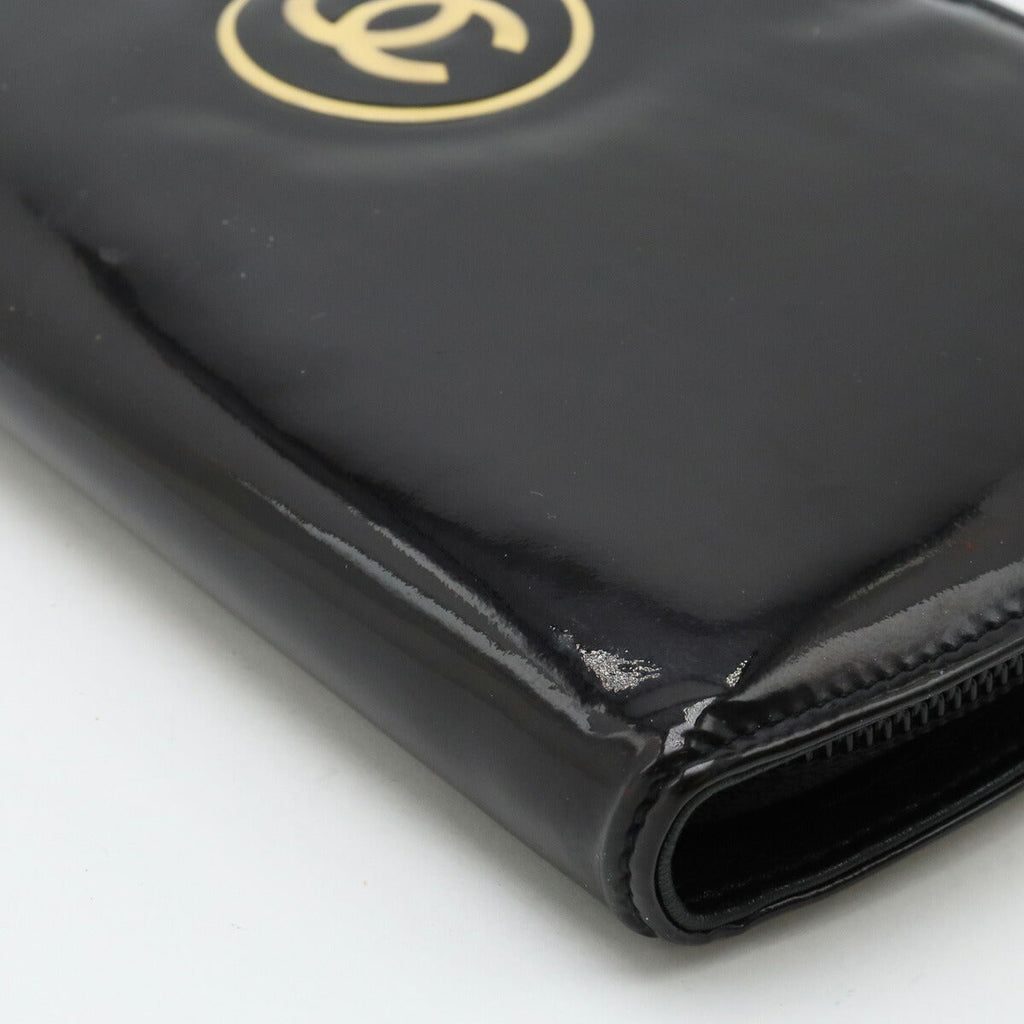 Chanel Patent Leather Make Up Coco Mark Long Wallet A47662