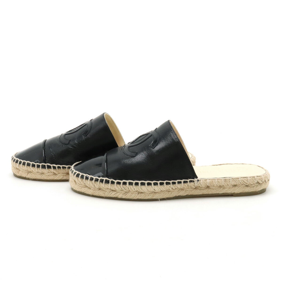 Chanel Coco Mark Leather Espadrille Sandals
