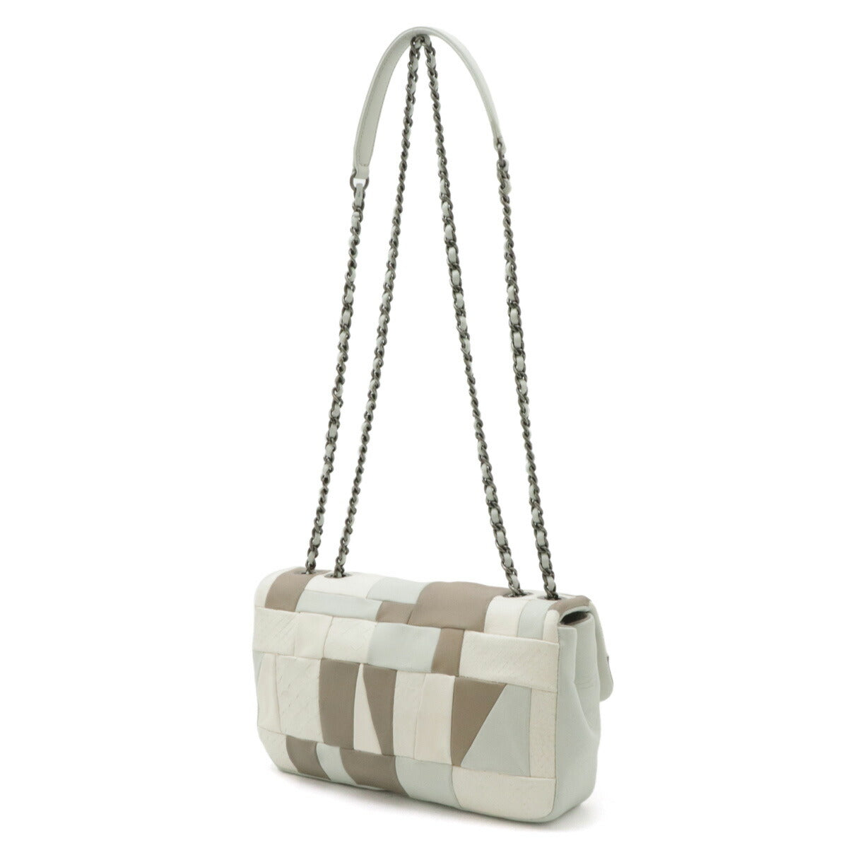 Chanel Leather Python Patchwork Coco Mark Chain Shoulder Bag
