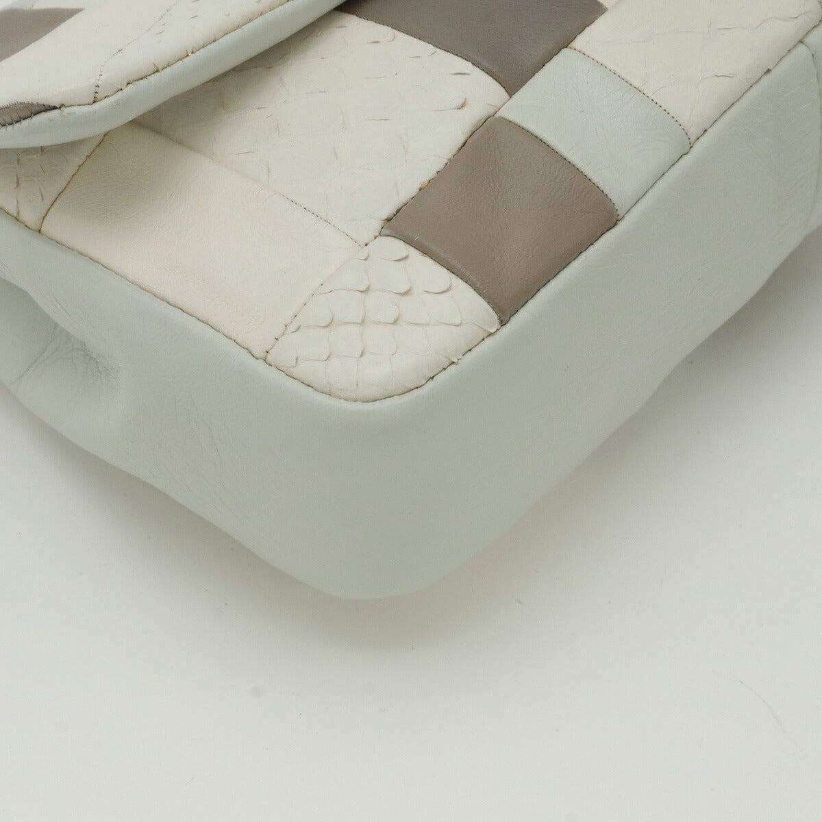 Chanel Leather Python Patchwork Coco Mark Chain Shoulder Bag