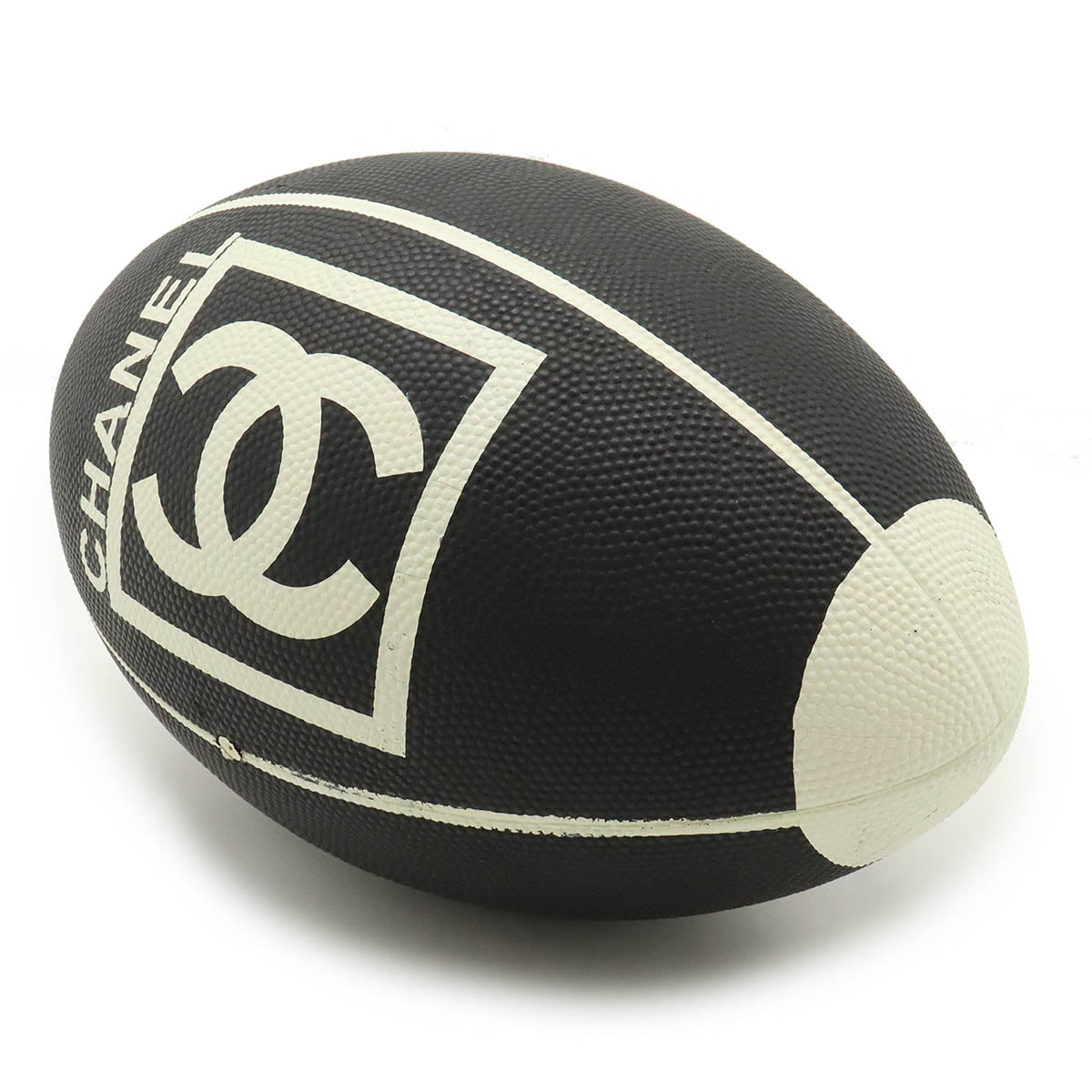 Chanel Rubber Coco Mark Rugby Ball Black White Used