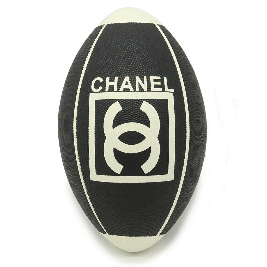 Chanel Rubber Coco Mark Rugby Ball Black White Used