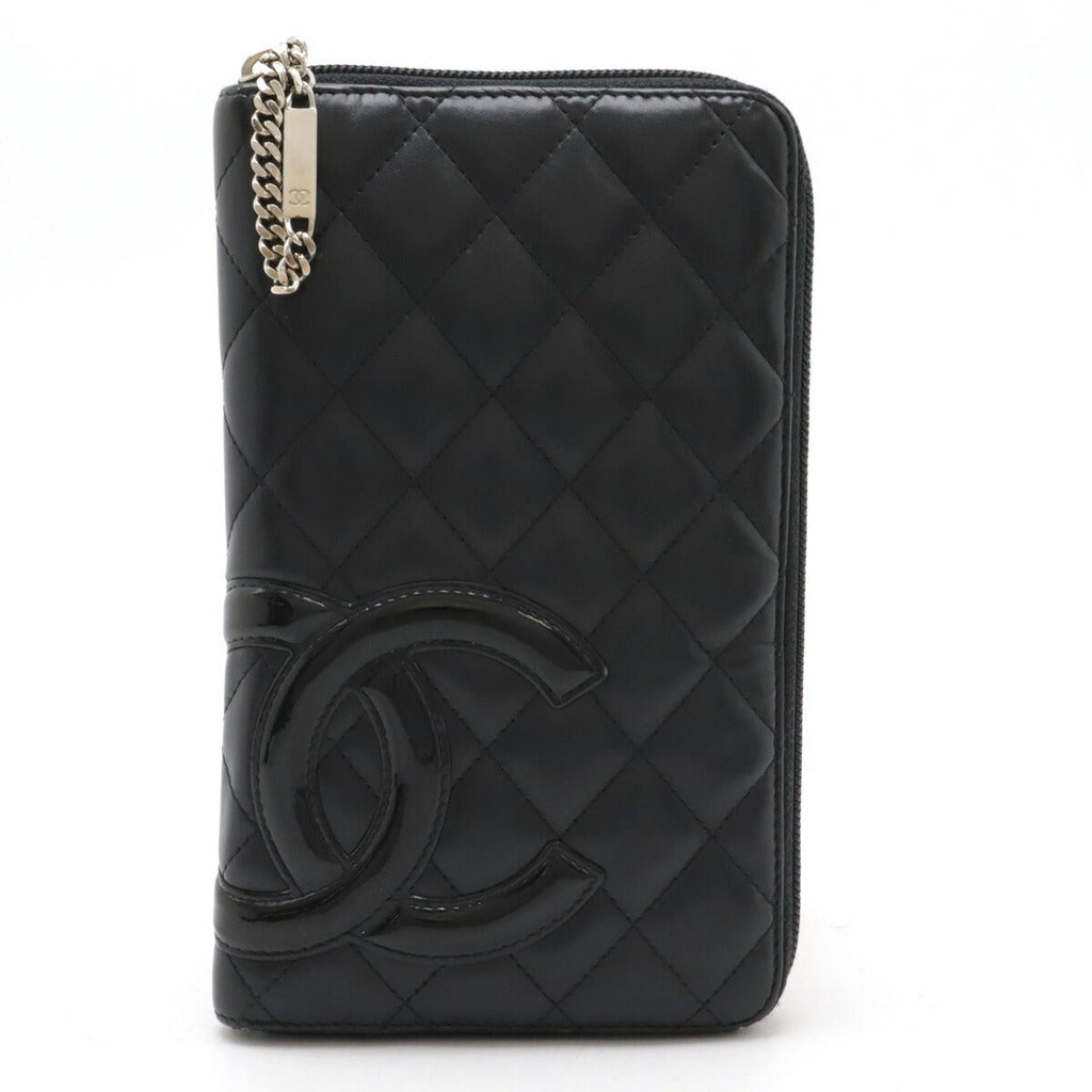 Chanel Cambon Line Coco Mark Leather Enamel Long Wallet A48660