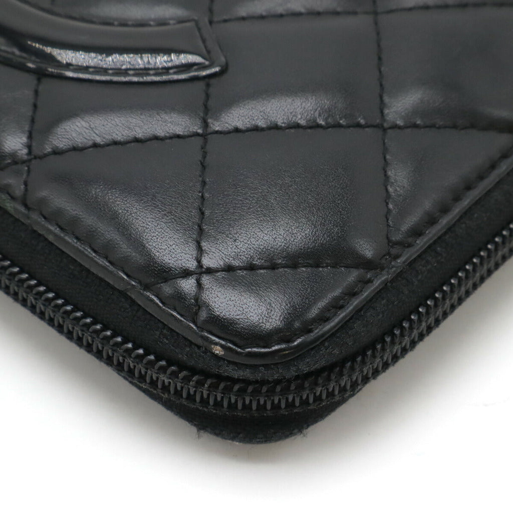 Chanel Cambon Line Coco Mark Leather Enamel Long Wallet A48660