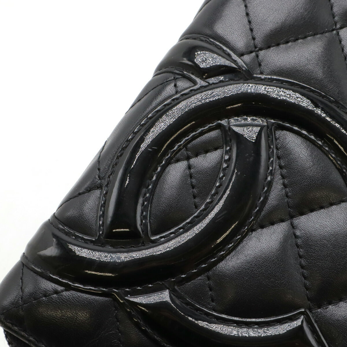 Chanel Cambon Line Coco Mark Leather Enamel Long Wallet A48660