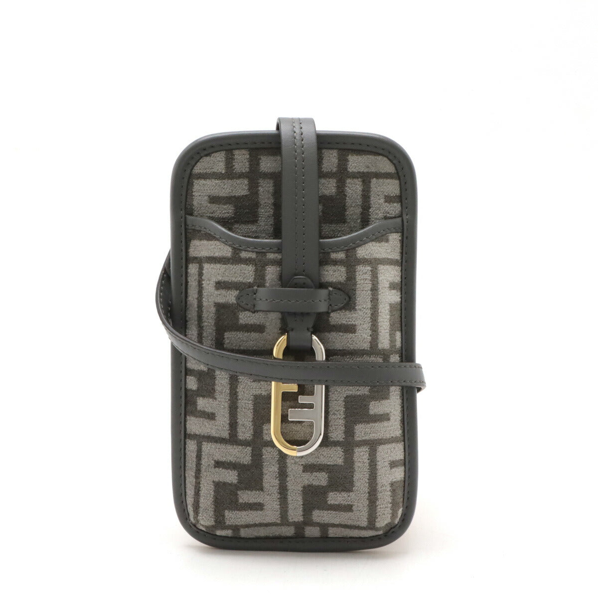 Fendi Zucca Viscose Leather Phone Pouch Shoulder Bag
