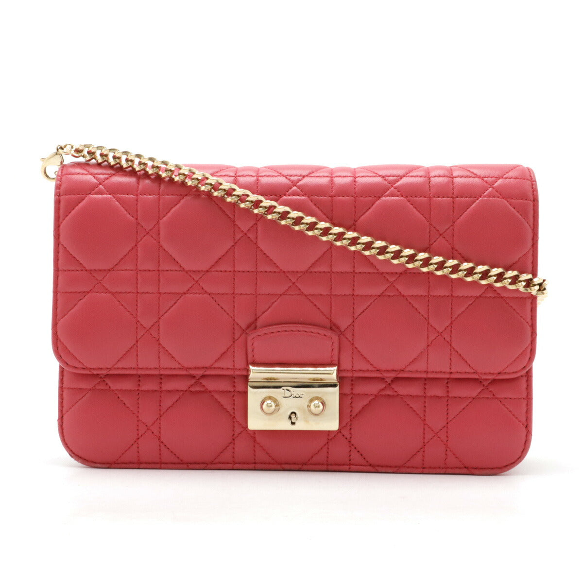 Christian Dior Leather Cannage New Lock 2way Chain Wallet
