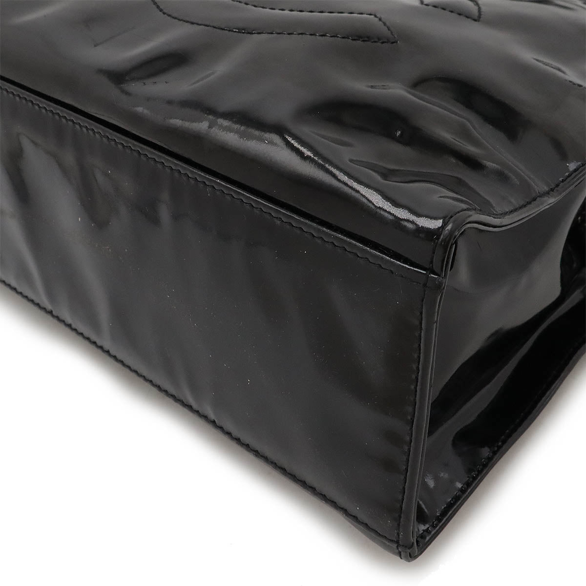 Chanel Enamel Coco Mark 2way Shoulder Bag Black Gold Hardware