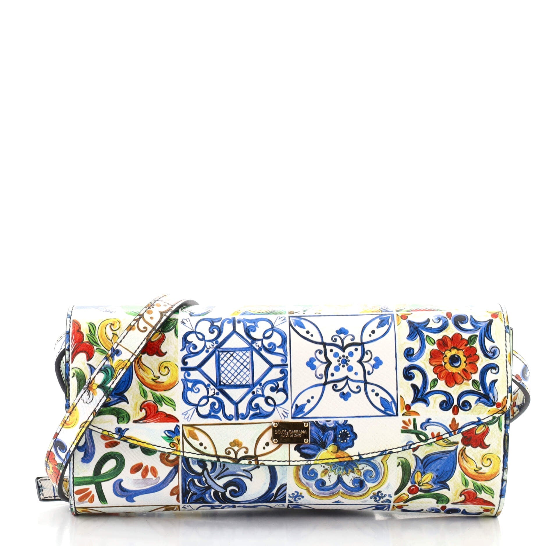 Convertible Flap Clutch Printed Leather Small