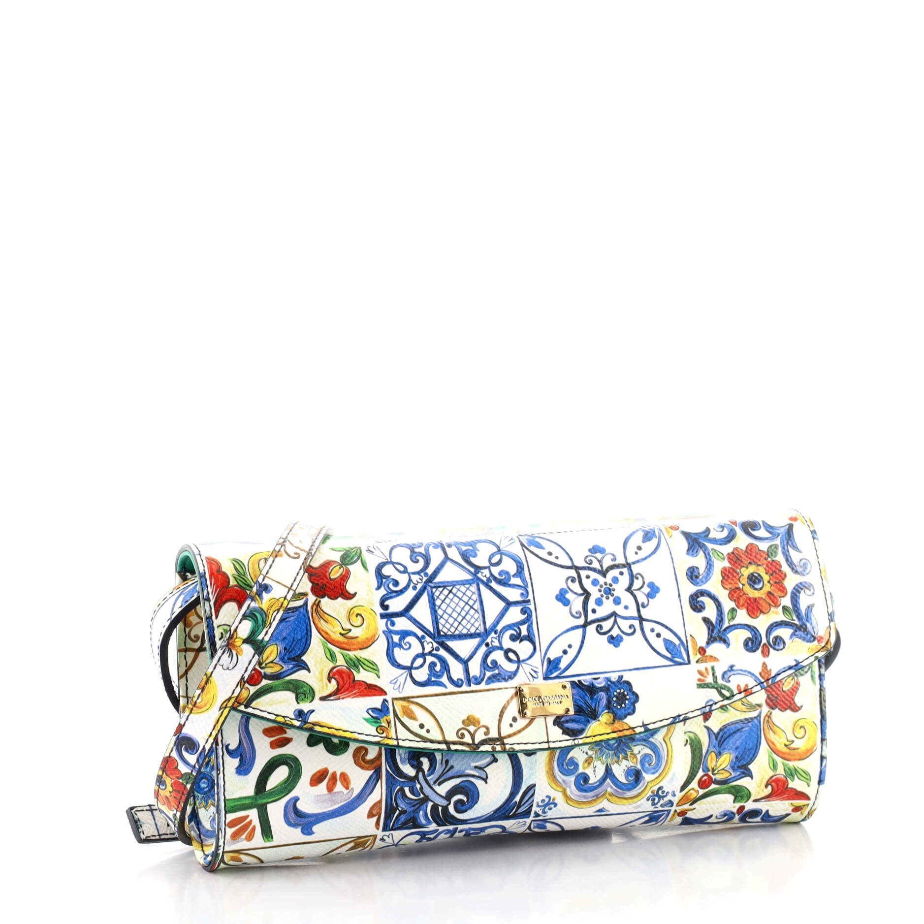 Convertible Flap Clutch Printed Leather Small