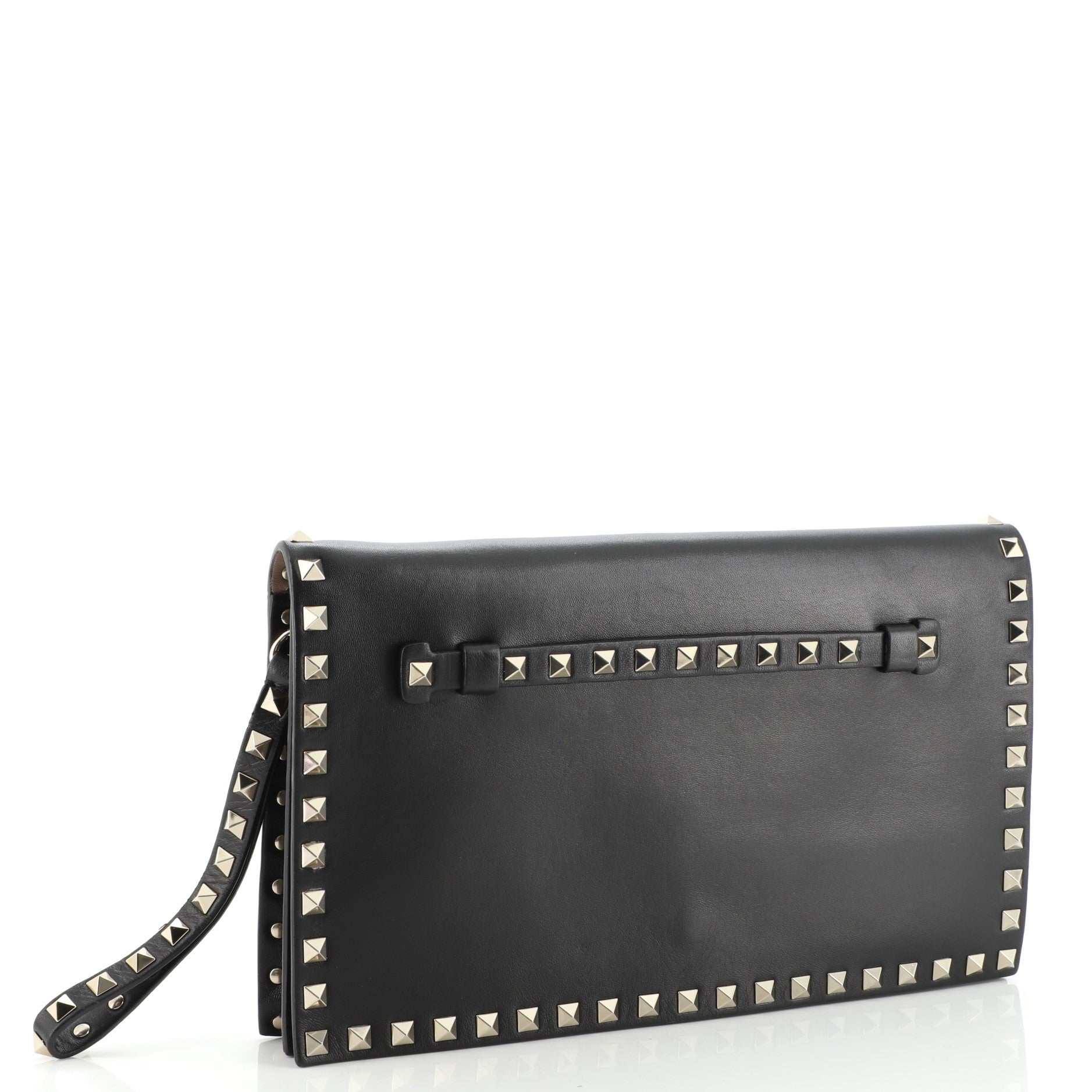 Rockstud Flap Clutch Leather