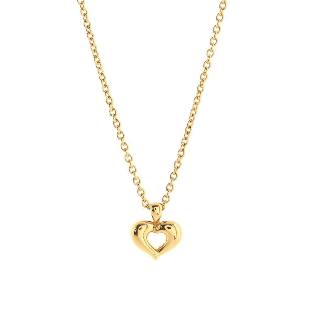 Vintage Heart Pendant Necklace 18K Yellow Gold