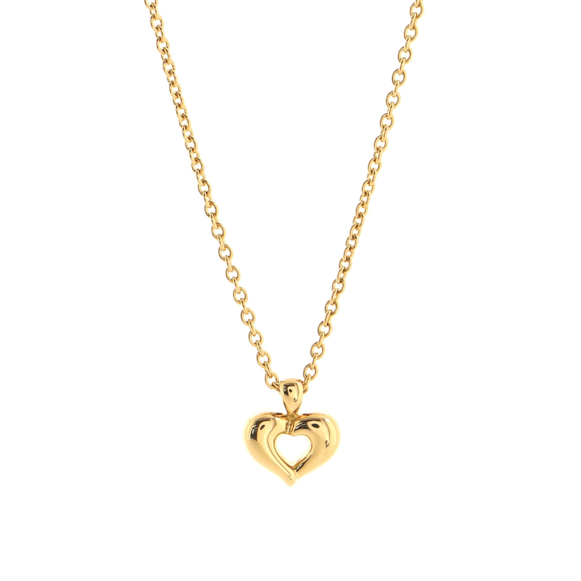 Vintage Heart Pendant Necklace 18K Yellow Gold
