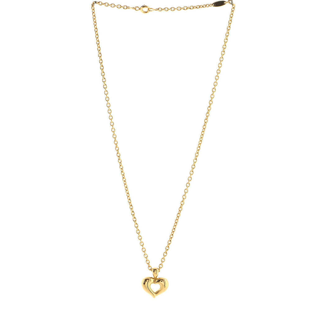 Vintage Heart Pendant Necklace 18K Yellow Gold