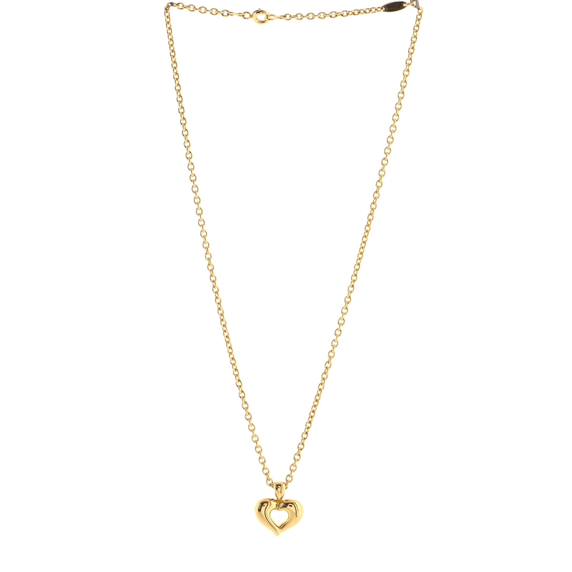 Vintage Heart Pendant Necklace 18K Yellow Gold