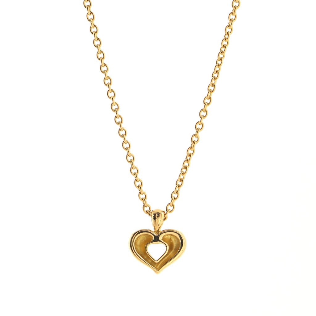 Vintage Heart Pendant Necklace 18K Yellow Gold