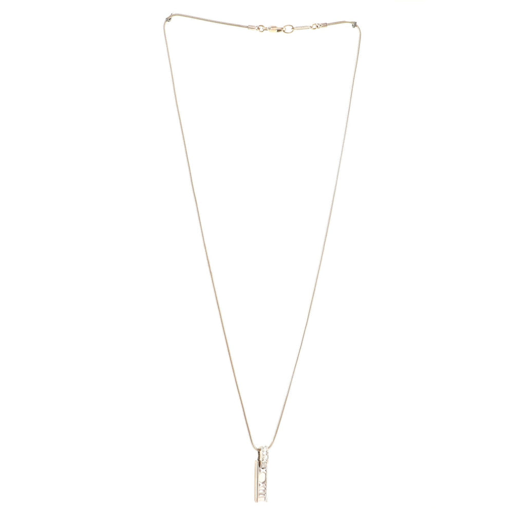 Atlas Bar Pendant Necklace 18K White Gold with Diamonds