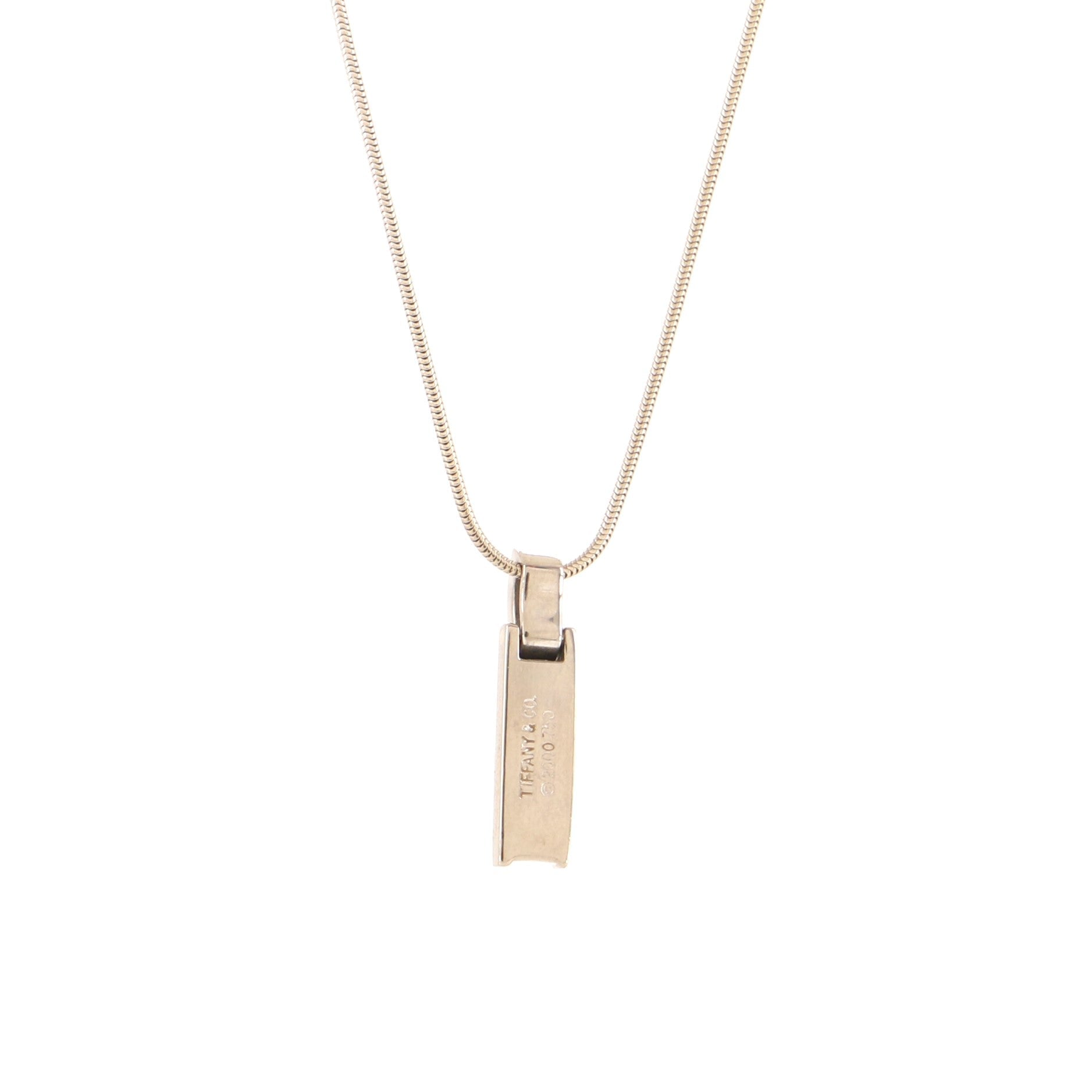 Atlas Bar Pendant Necklace 18K White Gold with Diamonds