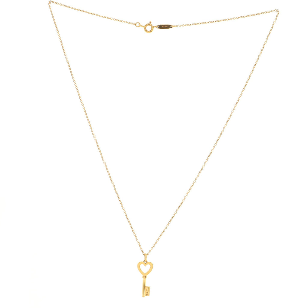 Heart Key Pendant Necklace 18K Yellow Gold