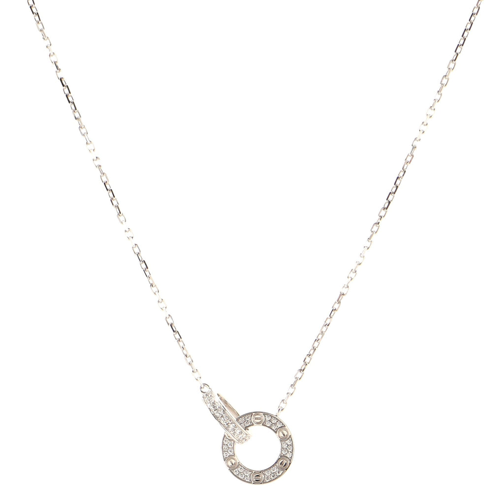 Love Interlocking Pave Necklace 18K White Gold and Diamonds