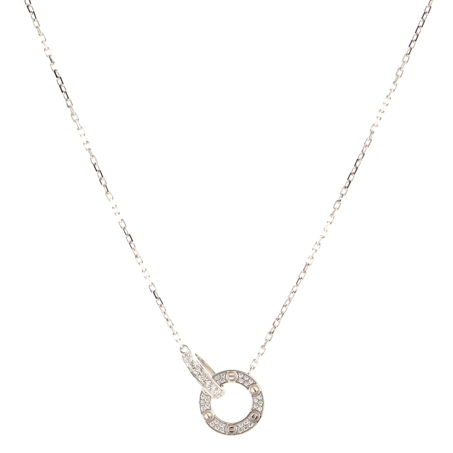 Love Interlocking Pave Necklace 18K White Gold and Diamonds
