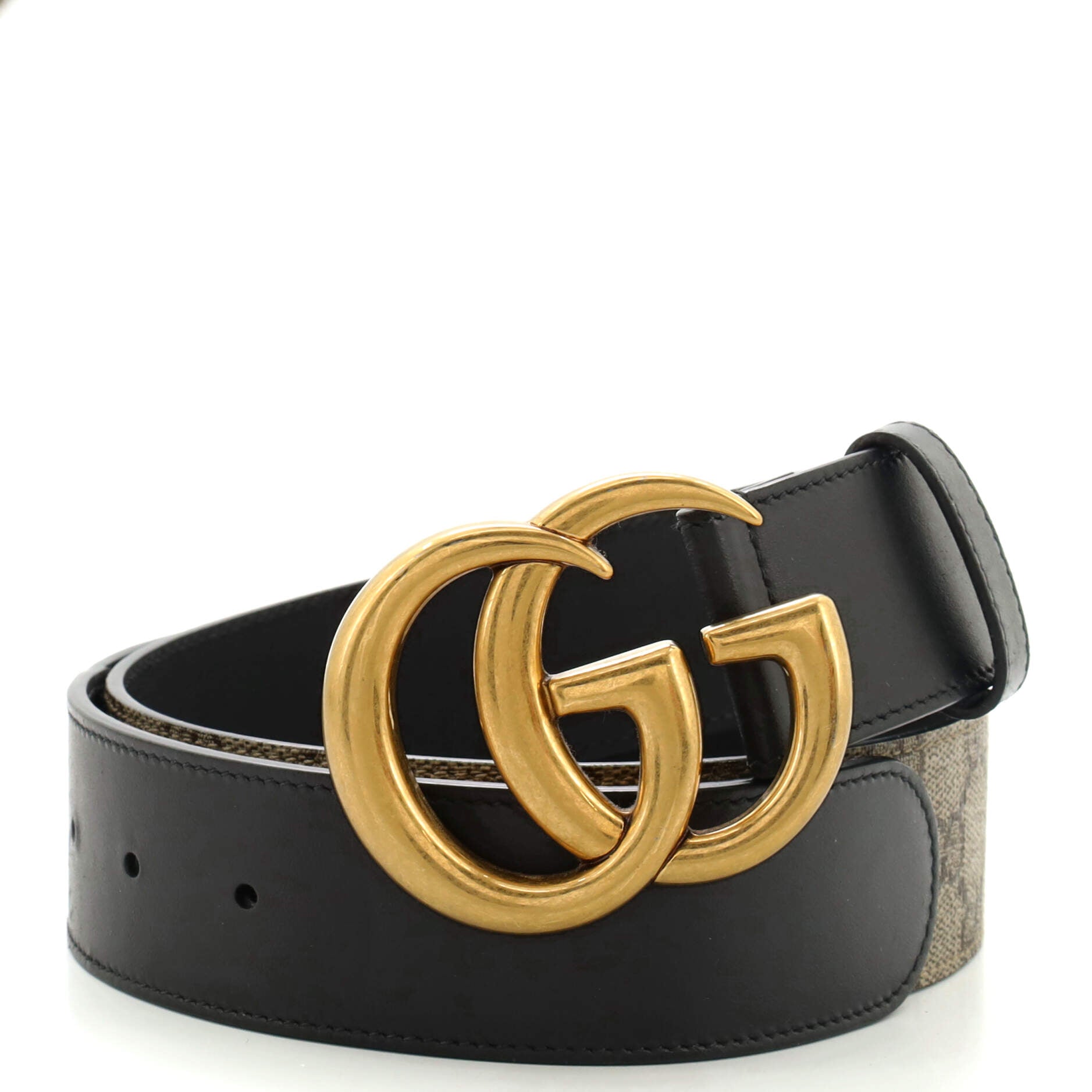 GG Marmont Belt GG Coated Canvas and Leather Wide 85