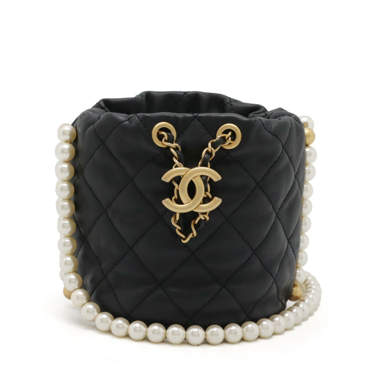 Chanel Leather Matelasse Coco Mark Pearl Chain Shoulder Bag AS2529