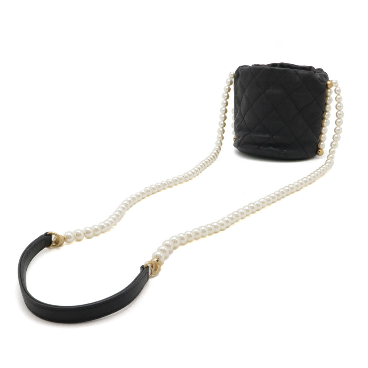 Chanel Leather Matelasse Coco Mark Pearl Chain Shoulder Bag AS2529