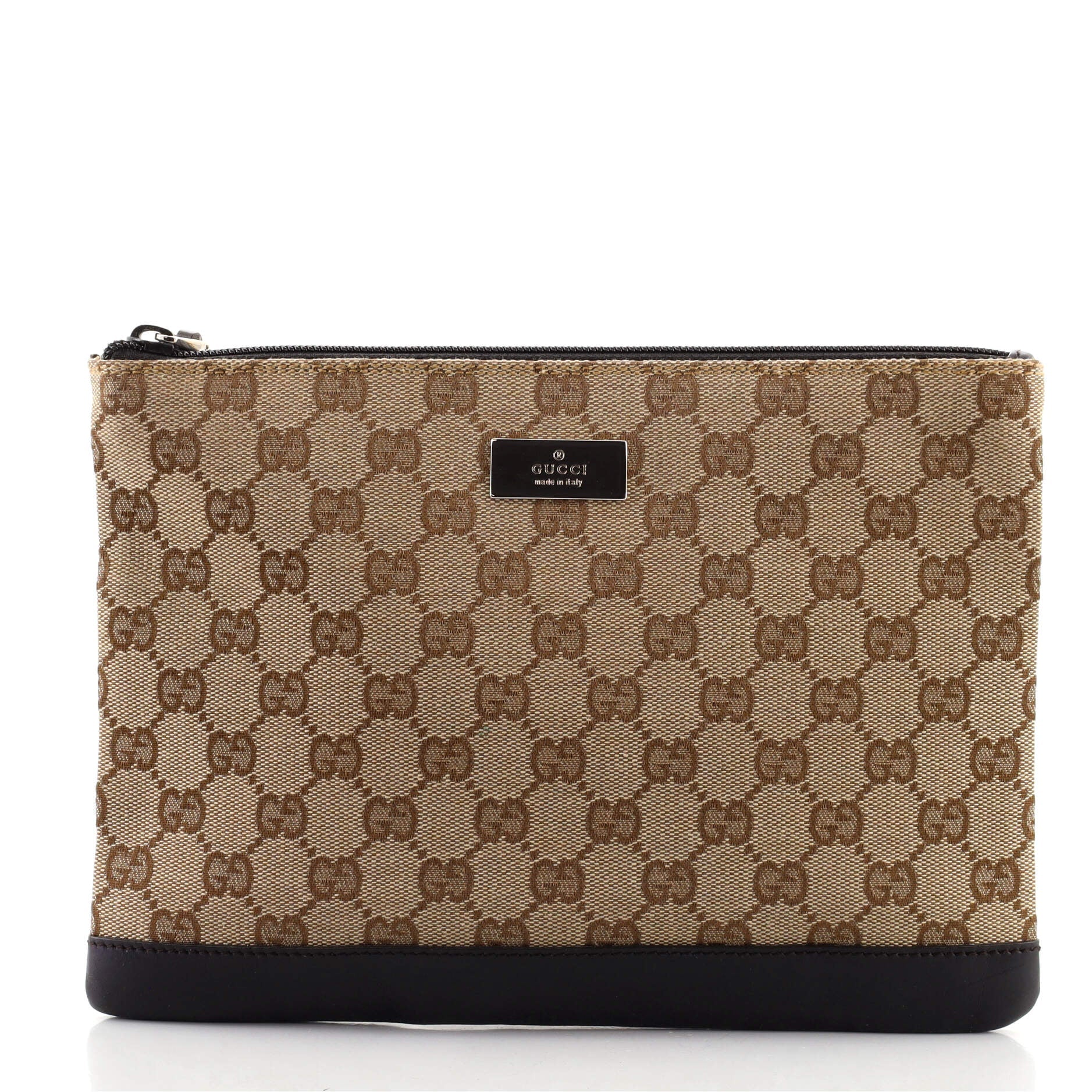 Vintage Zip Clutch GG Canvas with Leather Small
