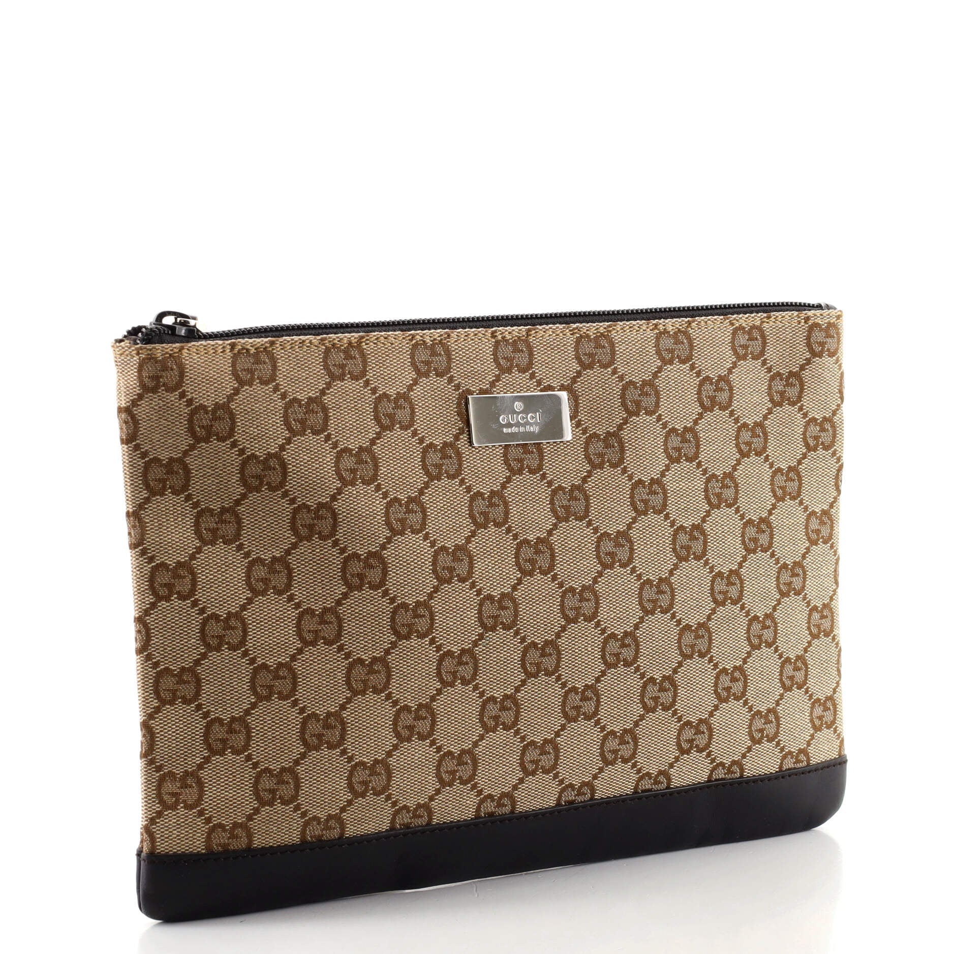 Vintage Zip Clutch GG Canvas with Leather Small
